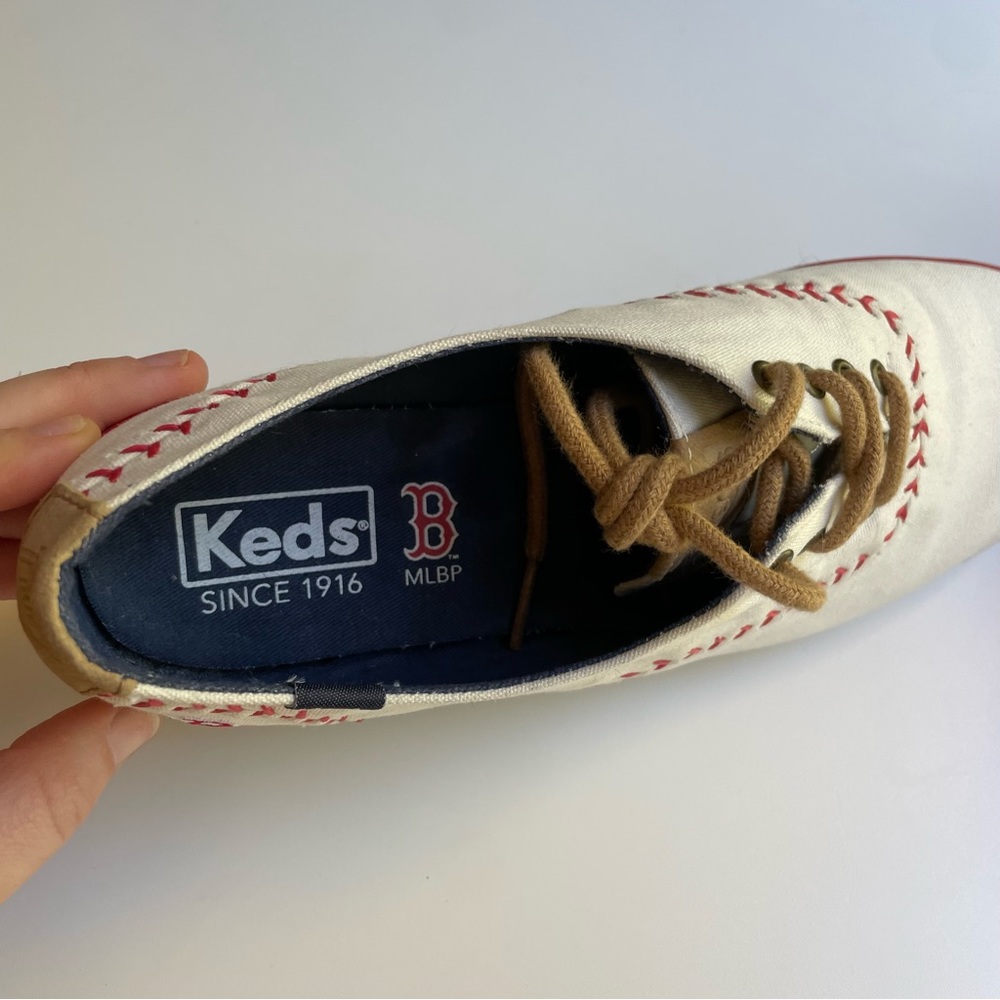 Keds Baseball Boston Red Sox Women’s Sneakers Lace Up White Shoes 7 - Picture 14 of 15